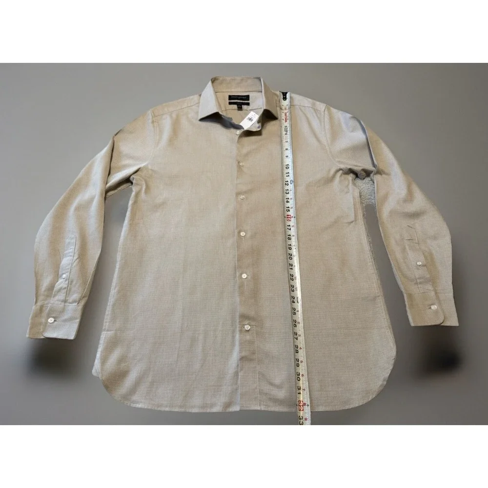 NWT Banana Republic Slim Fit Button Down Long‎ Sleeve Dress Shirt Cream Size L